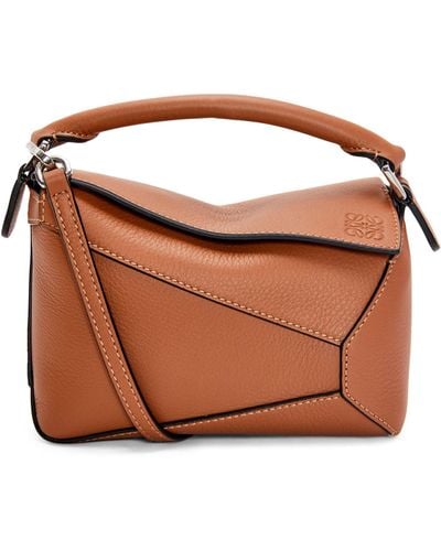 Loewe Mini Leather Puzzle Edge Top-handle Bag - Brown
