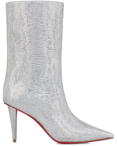 Christian Louboutin Astrilarge Crystal-embellished Boots 85 - Gray