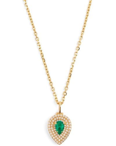 Anita Ko Yellow Gold, Diamond And Emerald Locket Necklace - Metallic