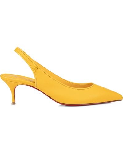 Christian Louboutin Sporty Kate Leather Slingback Court Shoes 55 - Yellow
