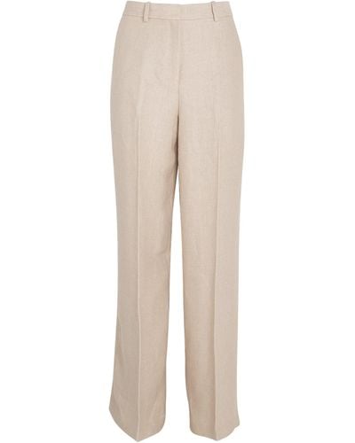 Theory Linen Tailored Trousers - Natural