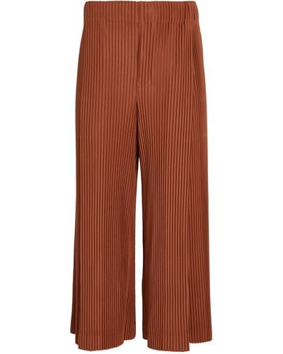 Homme Plissé Issey Miyake Cropped Pleated Trousers - Brown