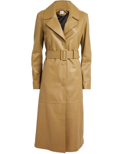 Yves Salomon Leather Trench Coat - Natural