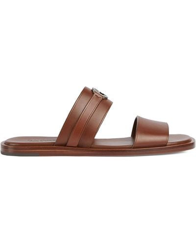 Gucci Leather Interlocking G Sandals - Brown