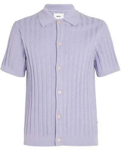 NN07 Cotton Crochet Ribbed Shirt - Purple