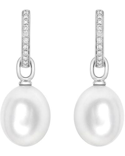 Kiki McDonough White Gold, Diamond And Pearl Classics Earrings