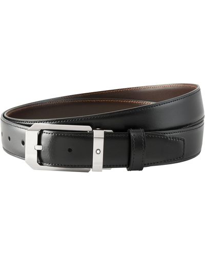 Montblanc Leather Reversible Pin Buckle Belt - Black
