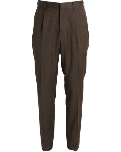 Brioni Stretch-wool Tailored Trousers - Brown