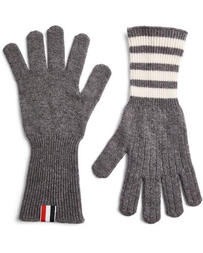 Thom Browne Cashmere 4-bar Gloves - Grey