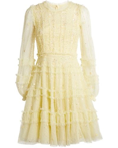 Needle & Thread Embellished Violet Mini Dress - Yellow