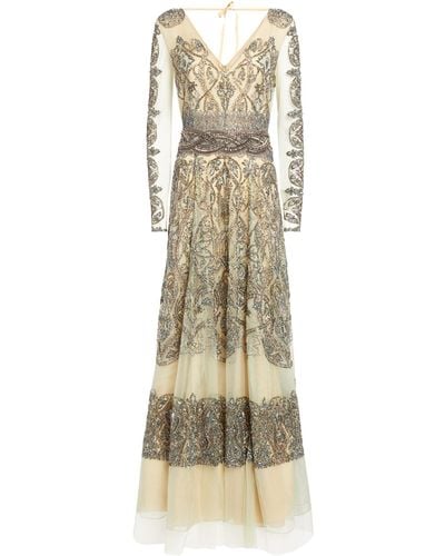 Cucculelli Shaheen Paisley Embellished Gown - Green