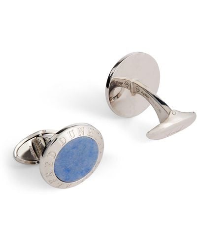 Dunhill Silver And Agate Logo Cufflinks - Metallic