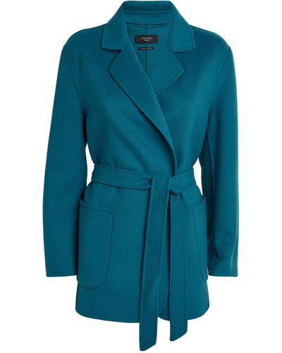 Weekend by Maxmara Wool-blend Ellisse Wrap Coat - Blue