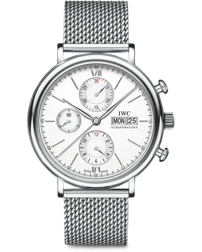 IWC Schaffhausen Stainless Steel Portofino Chronograph Watch 42mm - Metallic