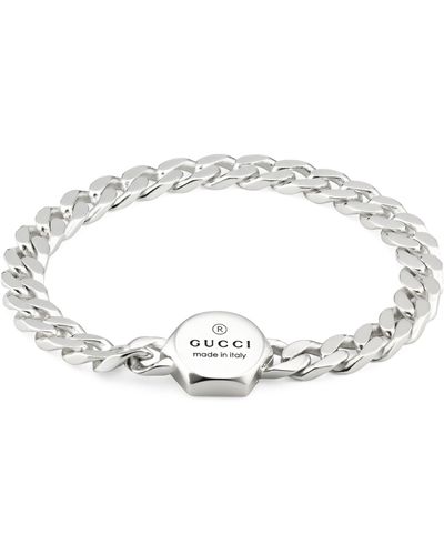 Gucci Sterling Silver Trademark Bracelet - Metallic