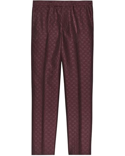 Gucci Wool-silk Horsebit Tailored Trousers - Purple