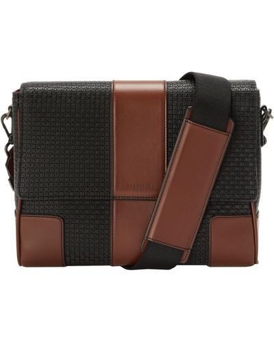 Serapian Canvas Flap Messenger Bag - Black