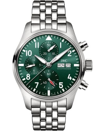 IWC Schaffhausen Stainless Steel Pilot's Chronograph Watch 41mm - Green
