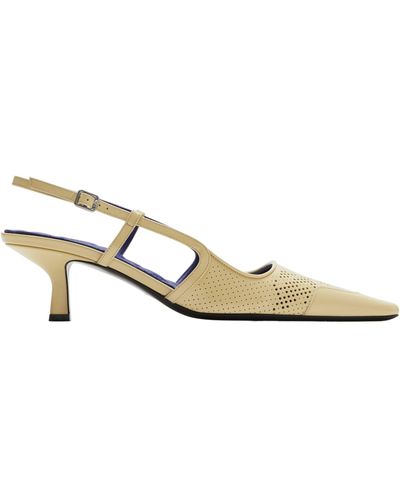 Burberry Leather Chisel Slingback Pumps 50 - Natural