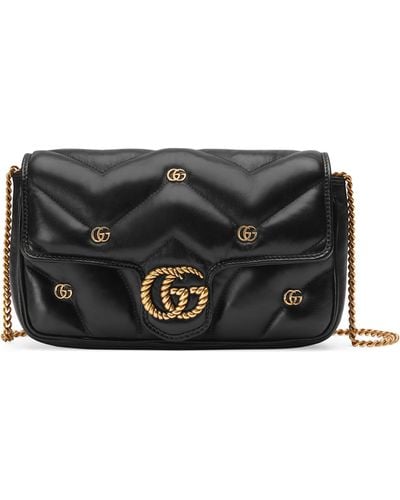 Gucci Gg Marmont 2.0 Mini Embellished Matelassé Leather Shoulder Bag - Black