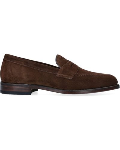 Loake Suede Penny Loafers - Brown