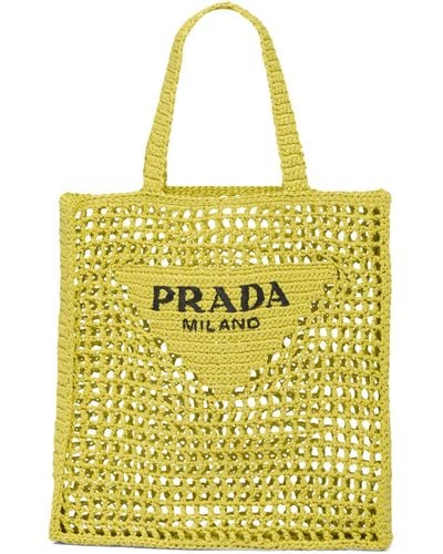 Prada Crochet Tote Bag - Yellow
