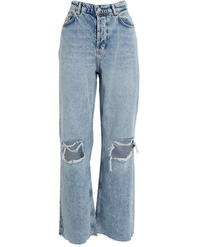 AllSaints Distressed Wendel High-rise Wide-leg Jeans - Blue