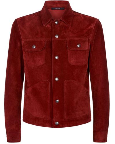 Tom Ford Suede Trucker Jacket - Red