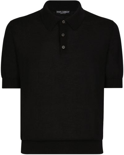 Dolce & Gabbana Cashmere Knitted Polo Shirt - Black