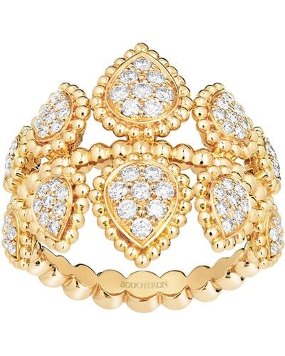 Boucheron Yellow Gold And Diamond Serpent Bohème Ring - Metallic