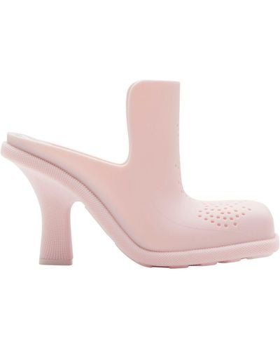 Burberry Rubber Highland Heeled Mules 90 - Pink