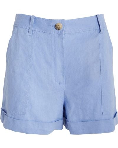 MAX&Co. Linen Tailored Shorts - Blue