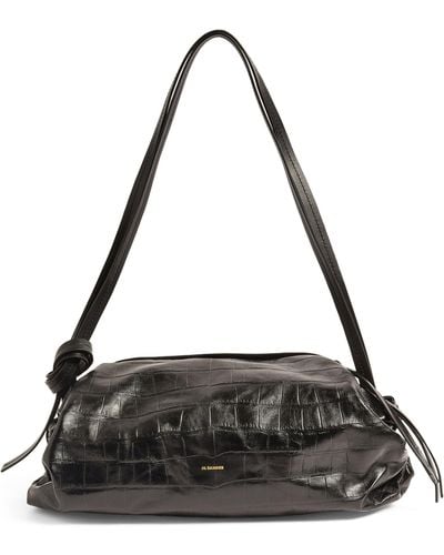 Jil Sander Medium Drawstring Detail Shoulder Bag - Black