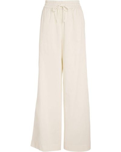 FRAME Cotton-linen-blend Wide-leg Trousers - White