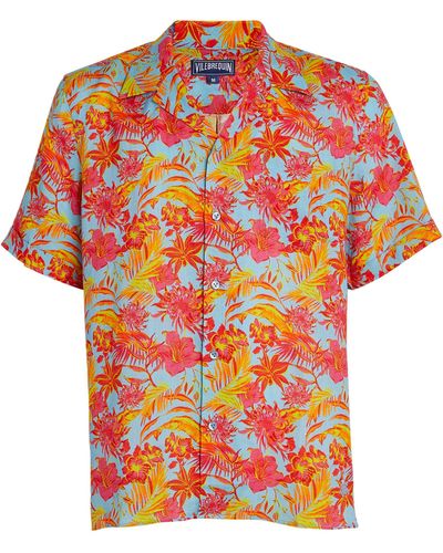 Vilebrequin Linen Tropical Santorini Shirt - Orange