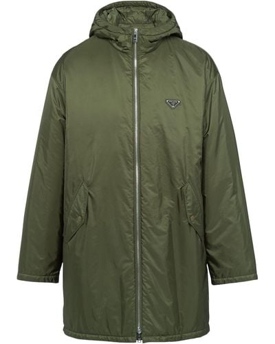 Prada Re-nylon Hooded Overcoat - Green