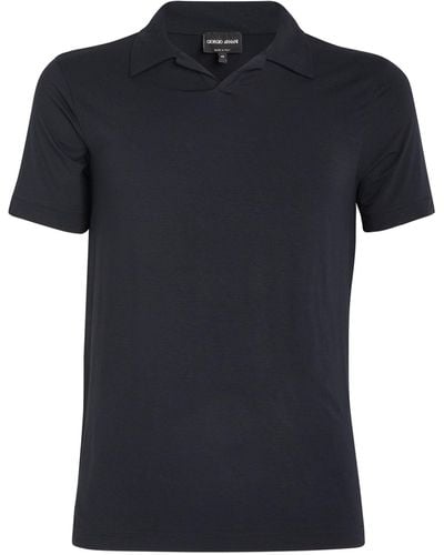 Giorgio Armani Spread-collar Polo Shirt - Black