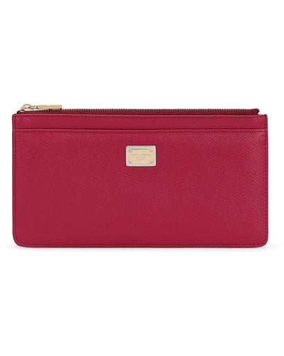 Dolce & Gabbana Leather Zip Card Holder - Red