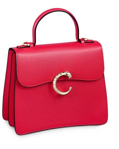 Cartier Calfskin Panthère De Top-handle Bag - Red
