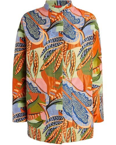 MAX&Co. Quilted Tropical Print Jacket - Blue