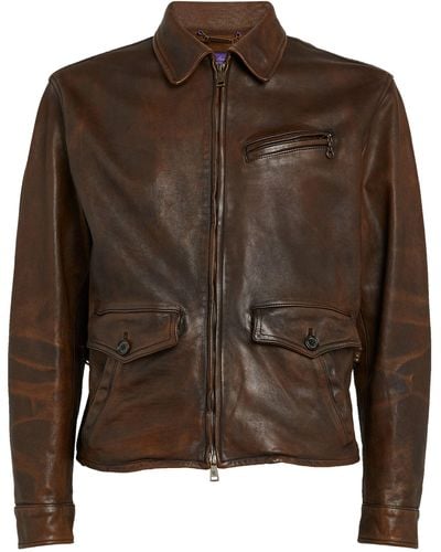 Ralph Lauren Purple Label Leather Jacket - Brown