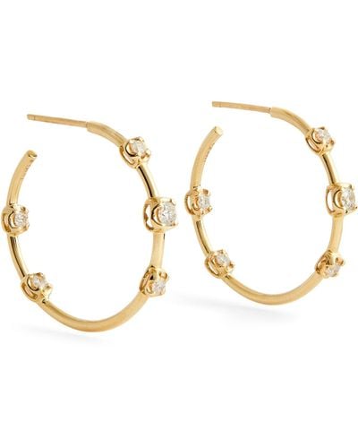 Jacquie Aiche Yellow Gold And Diamond Sophia Hoop Earrings - Metallic