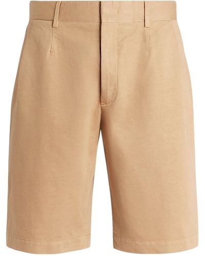 Zegna Cotton-linen Chino Shorts - Natural