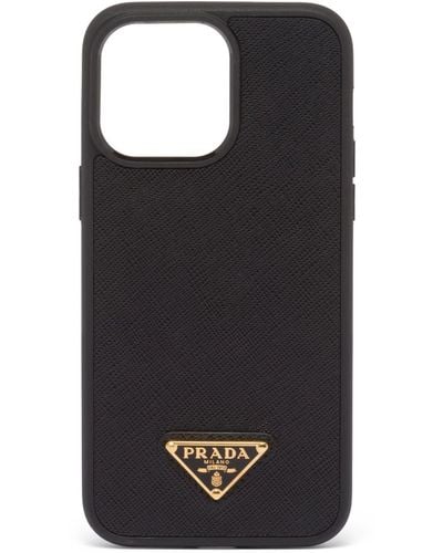Prada Saffiano Leather Iphone 14 Pro Max Case - Black