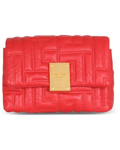 Balmain Mini Quilted Leather 1945 Soft Shoulder Bag - Red
