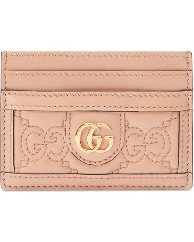 Gucci Matelassé Leather Gg Card Holder - Pink
