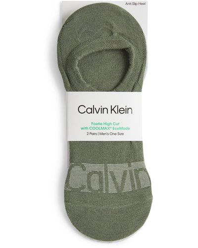Calvin Klein Footie High Cut Socks (pack Of 2) - Green