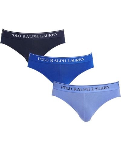 Polo Ralph Lauren Stretch-cotton Low-rise Briefs (pack Of 3) - Blue