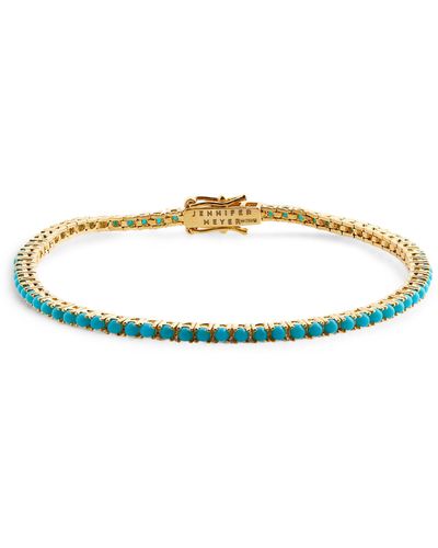 Jennifer Meyer Yellow Gold And Turquoise 4-prong Tennis Bracelet - Natural