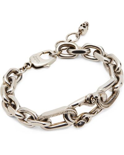 Alexander McQueen Snake And Skull Chain Bracelet - Metallic